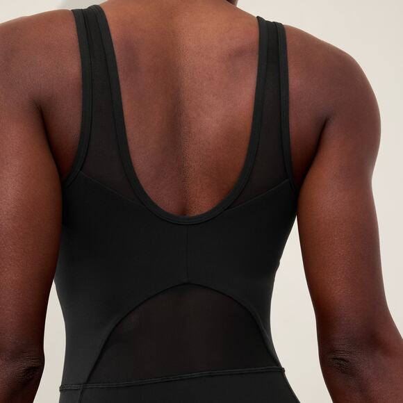 Athleta Salutation Mesh 7/8 Bodysuit Black Size Large - Picture 2 of 12